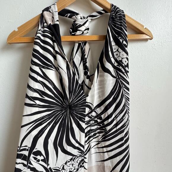 STELLA McCARTNEY Tropical Silk Halter Jumpsuit – Black/White/Pink - Picture 8 of 15